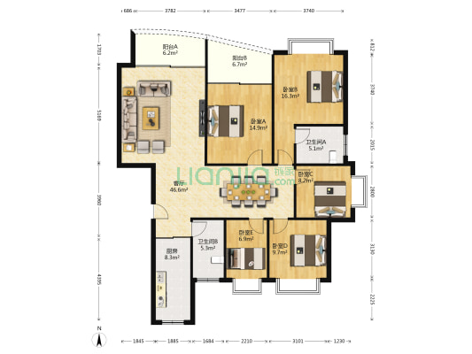 消防综合楼 5室1厅2卫 173平方