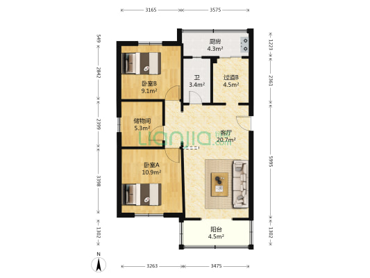 桃园北路东二巷19号 2室1厅1卫 78平方