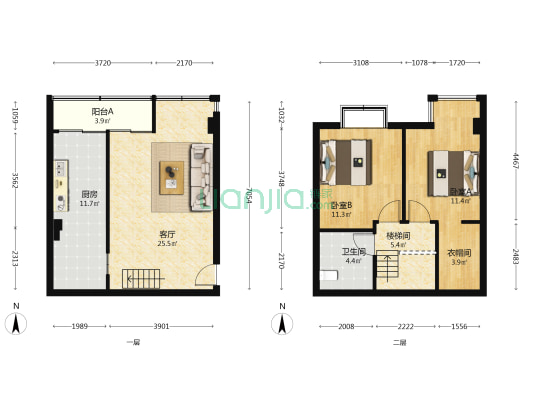 千和玫瑰公寓 2室1厅1卫 97平方
