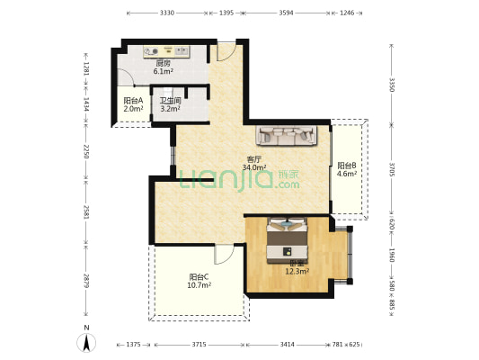 黄河畔岛 1室1厅1卫 140平方