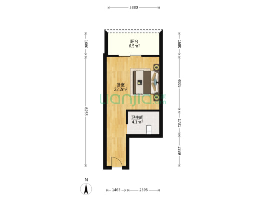 梅景苑 1室0厅1卫 42平方