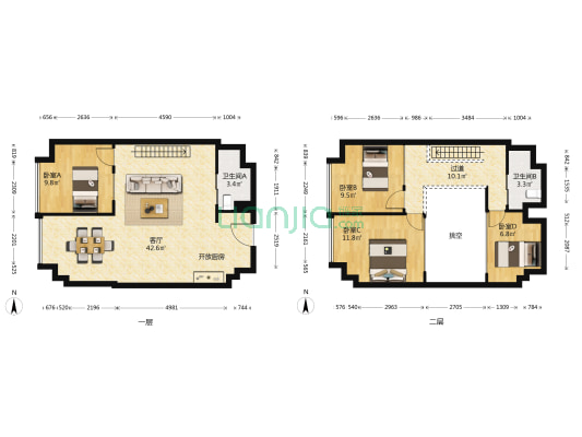 中南云境 4室1厅2卫 90平方