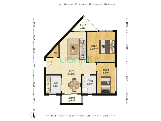 金安大厦 2室1厅1卫 83平方