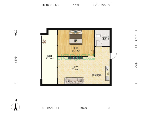 阳光海岸蔚蓝假日三期 1室1厅1卫 72平方