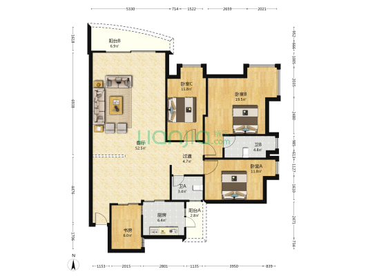瑞昌大厦 4室1厅2卫 160平方