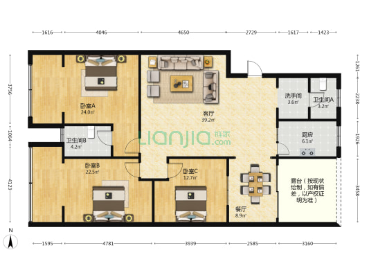 桑林街124号 3室2厅3卫 138平方