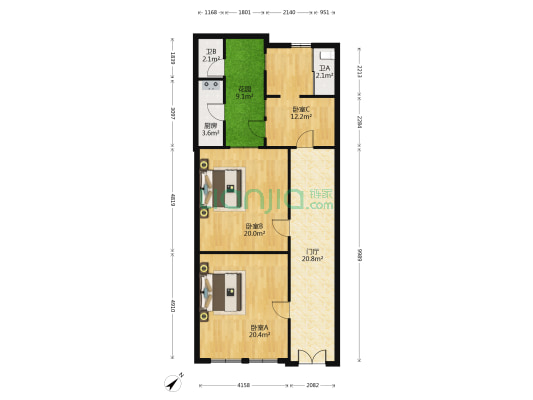 岳阳里 3室0厅2卫 57平方