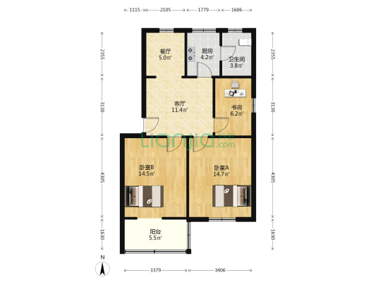 后施菜场 3室2厅1卫 79平方