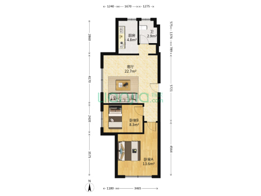 万盛国邦 2室1厅1卫 76平方