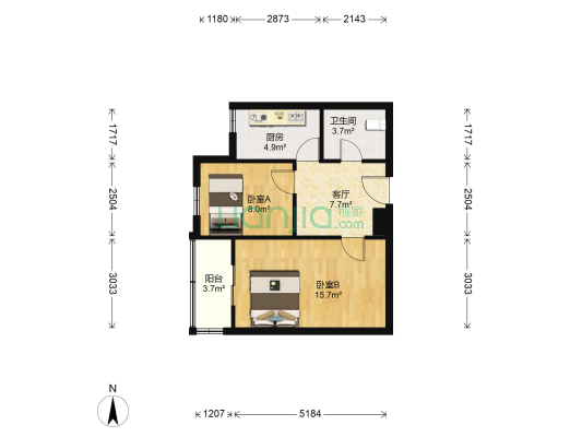 六和小区 2室1厅1卫 56平方