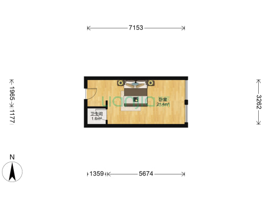 朗俊中心 1室0厅1卫 32平方