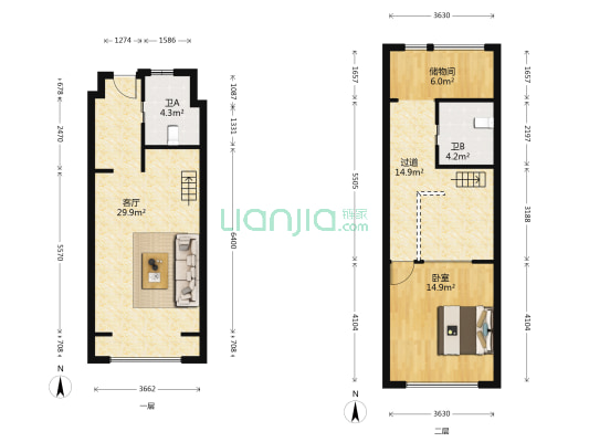 世茂君御星座 1室1厅2卫 44平方