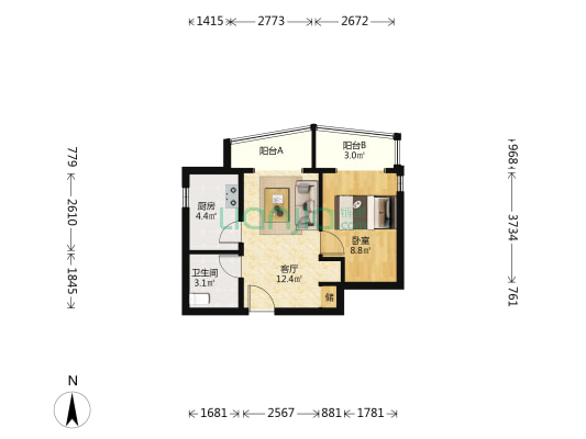 金泰城迷你 1室1厅1卫 51平方