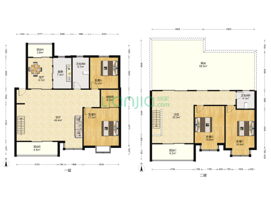 苏香名园 4室2厅2卫 204平方
