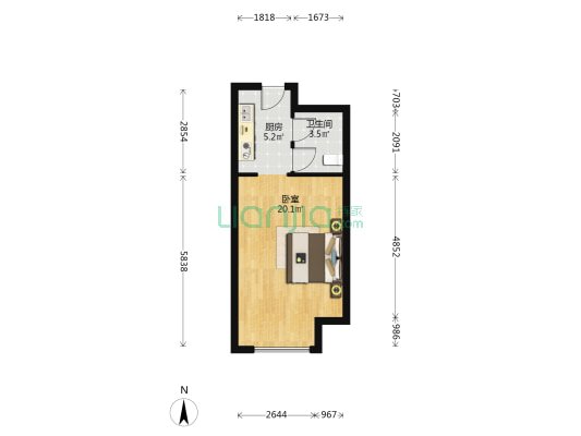 金长城国际大厦 1室0厅1卫 54平方