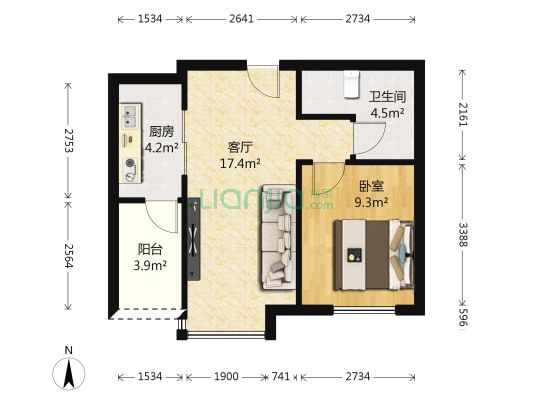 保利海上五月花二期 1室1厅1卫 49平方