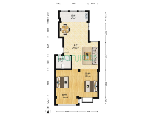 小城怡景 2室1厅1卫 95平方