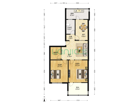 环山路105号 2室2厅1卫 101平方