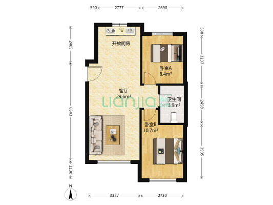 海尚明珠 2室1厅1卫 88平方