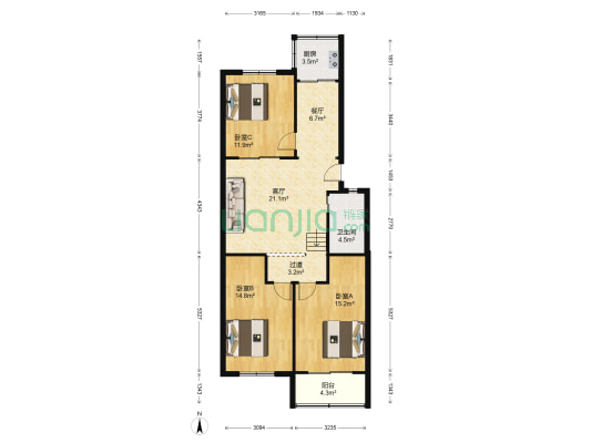 东泰花园 3室2厅1卫 105平方