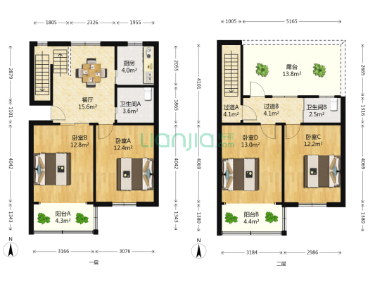 中兴苑 4室1厅2卫 103平方