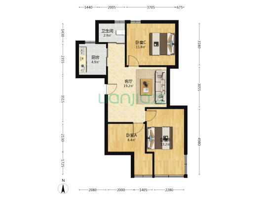 双井街69号 3室1厅1卫 74平方