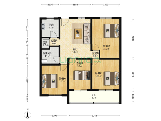 北三环中路乙69号院 4室1厅2卫 128平方