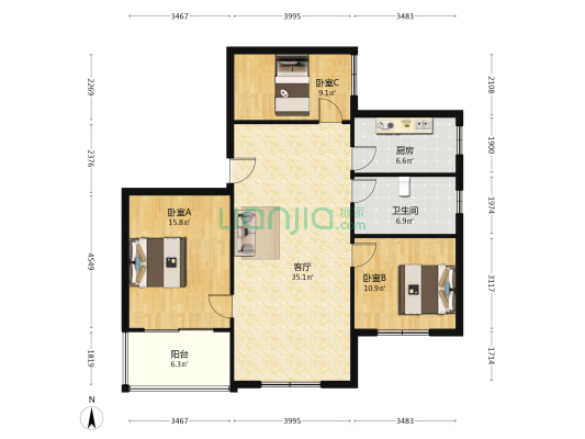 黄孝北路15号 3室1厅1卫 113平方
