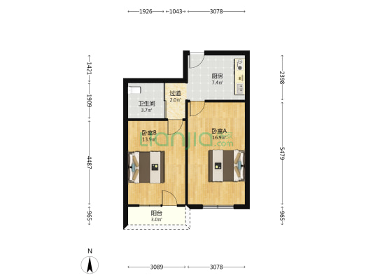 友谊路16弄 2室0厅1卫 61平方
