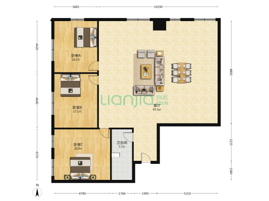 北奇科技园 3室1厅1卫 230平方