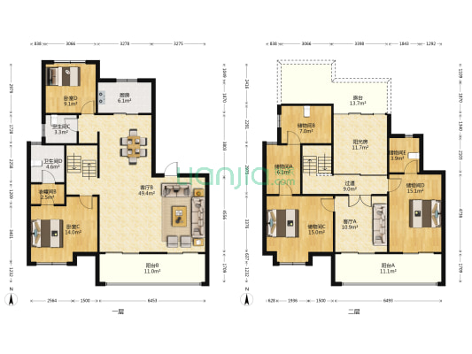 新城·虞悦豪庭 2室2厅2卫 192平方
