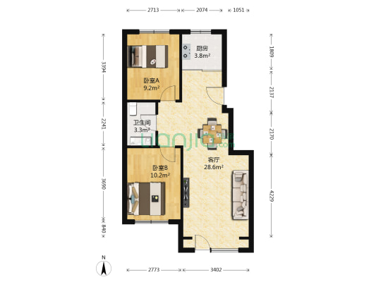 尚海湾 2室1厅1卫 84平方