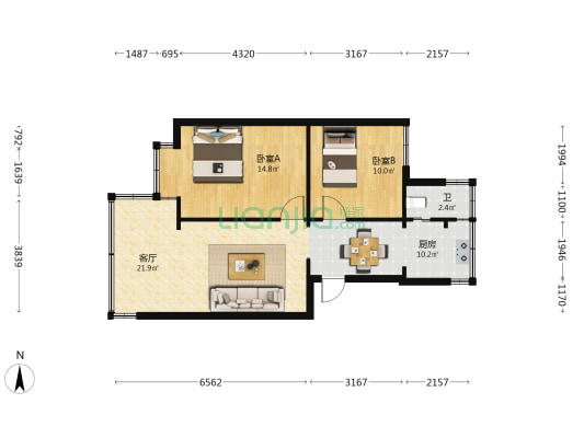 云南白药集团股份有限公司 2室1厅1卫 57平方