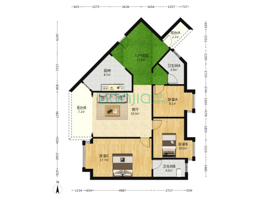 侨滨苑 3室1厅2卫 109平方