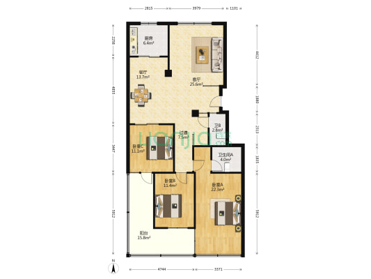 南岸秀庭 3室2厅2卫 130平方