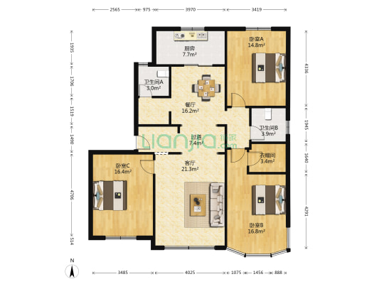 嘉德坊 3室2厅2卫 133平方