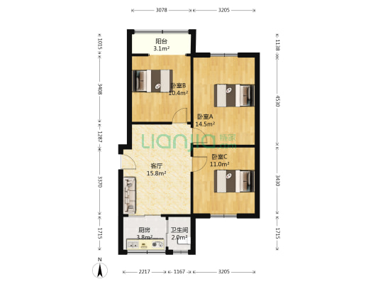顺和苑(锦江) 3室1厅1卫 71平方