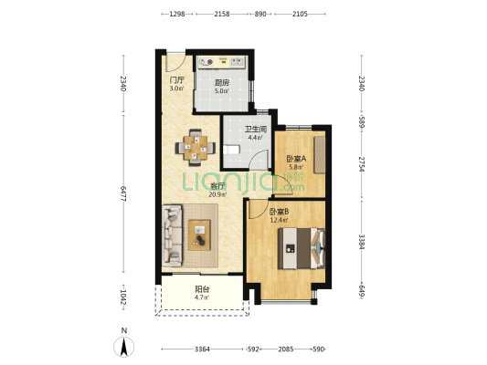 江露苑 2室1厅1卫 79平方