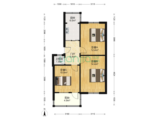省农机局二宿舍 3室0厅1卫 64平方