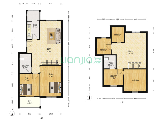 福旺花园 2室1厅2卫 99平方