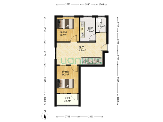 中山路南段60号华泰商住楼 2室1厅1卫 60平方