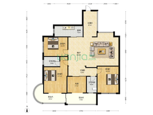 御景公馆 4室1厅2卫 164平方