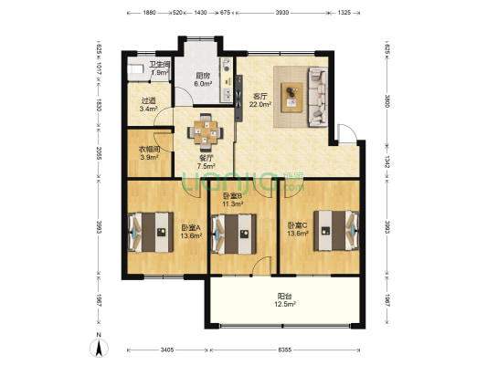 襄州区审计局家属院 3室2厅1卫 117平方