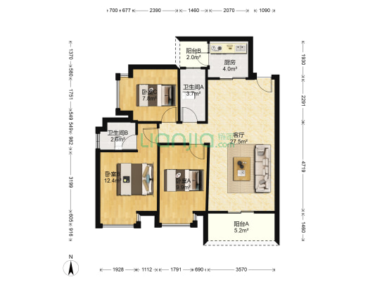 大道松山湖 3室1厅2卫 93平方