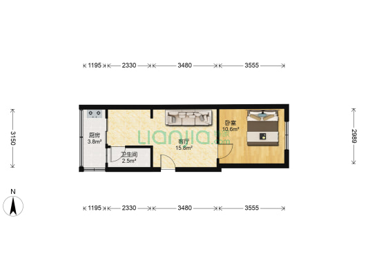 电信小区 1室1厅1卫 44平方