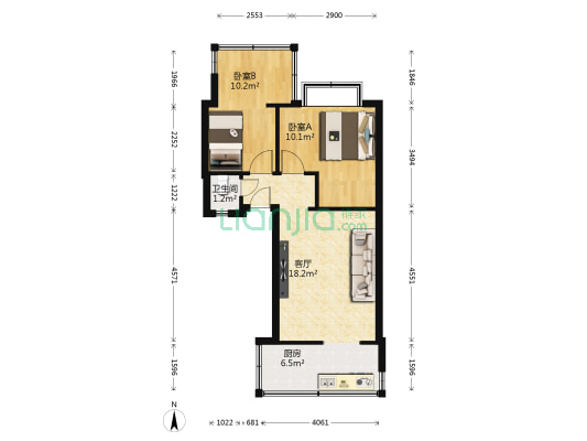 八公里小区 2室1厅1卫 41平方