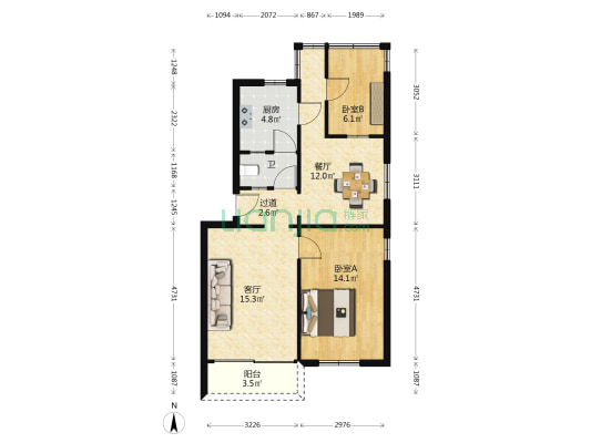 亭子下大街 2室2厅1卫 72平方
