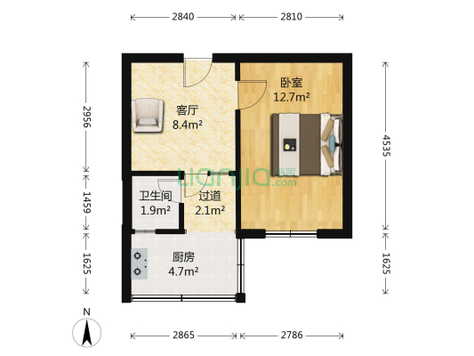 二街社区 1室1厅1卫 39平方