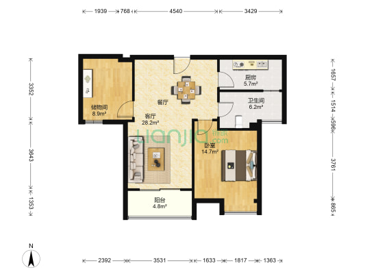蓝惠首府 1室1厅1卫 91平方