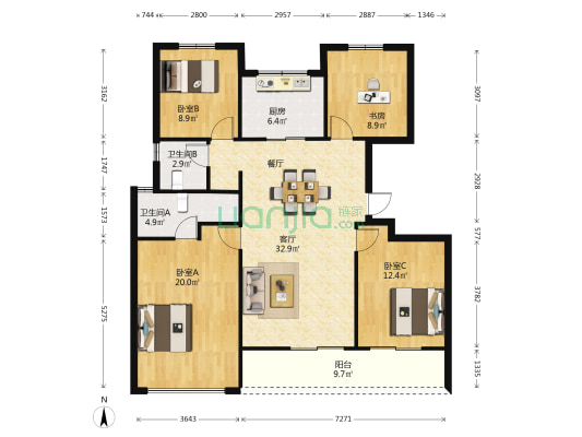 半岛云著府 4室1厅2卫 127平方